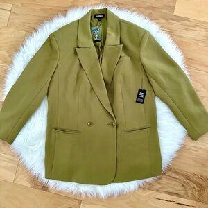 NWT Express Relaxed Fit Olive Green Blazer Size Large